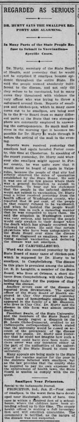 Indianapolis Journal - 1900-01-28 (Smallpox epidemic)